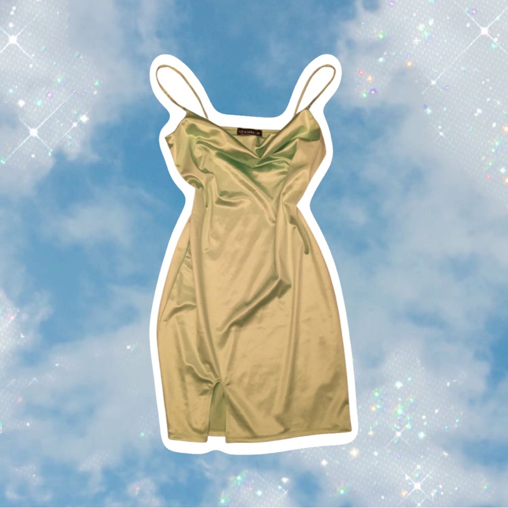 M - Bright green cowl neck dress